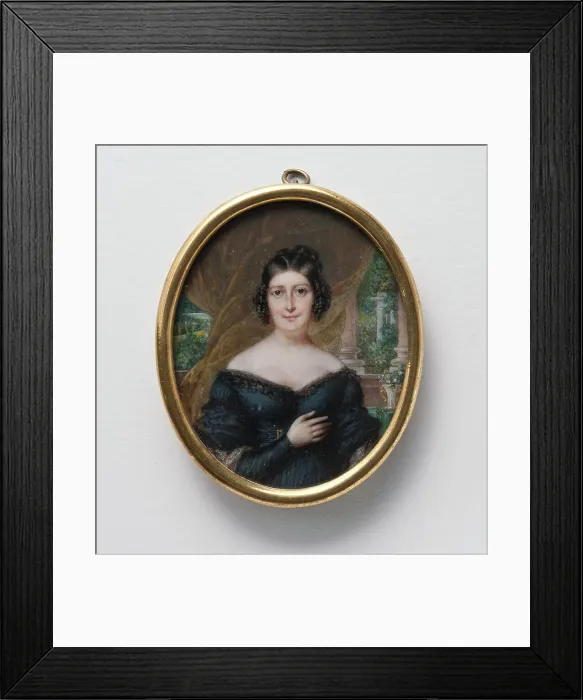 Framed Print : Portrait of a lady wearing black dress, c1810s. Creator: J Lecourt Framed Print : Portrait of a lady wearing black dress, c1810s. Creator: J Lecourt