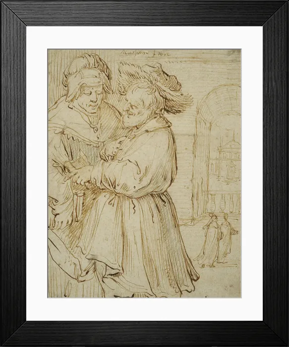 Framed Print : A Man and a Woman Conversing, 1612. Creator: Jacob Matham Framed Print : A Man and a Woman Conversing, 1612. Creator: Jacob Matham