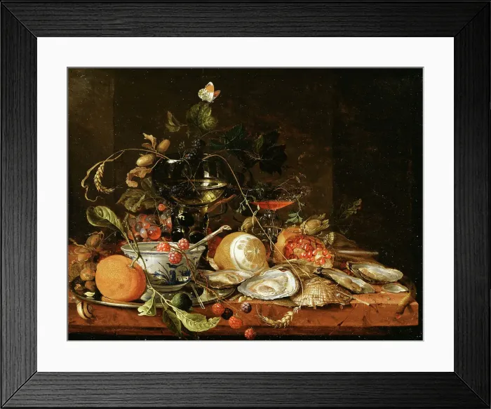 Framed Print : Still Life with Wine, Fruit and Oysters. Creator: Jan Davidsz de Heem Framed Print : Still Life with Wine, Fruit and Oysters. Creator: Jan Davidsz de Heem