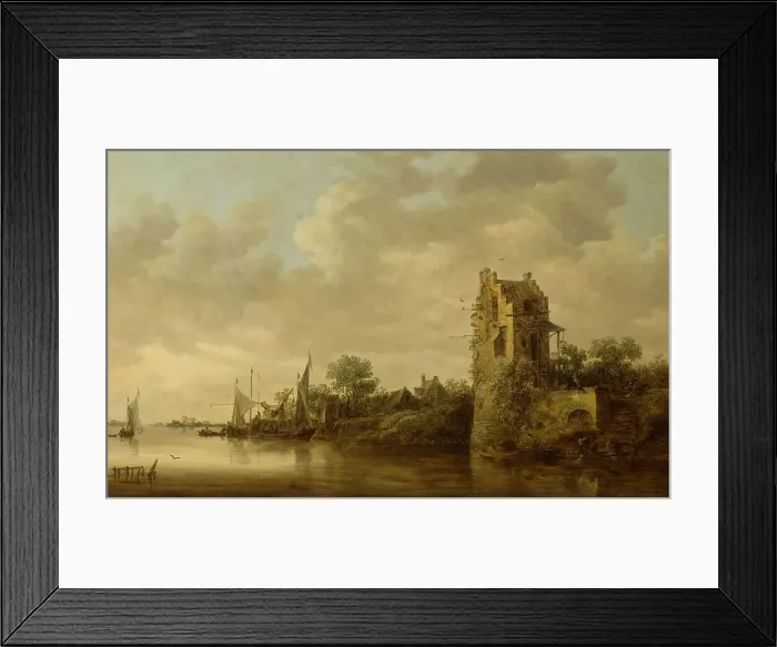 Framed Print : Riverside with an Old Tower, 1645. Creator: Jan van Goyen Framed Print : Riverside with an Old Tower, 1645. Creator: Jan van Goyen