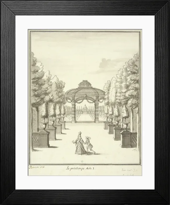 Framed Print : Set design for the opera-ballet Les Saisons by Pascal Collasse, between 1693 and 1697. Creator: Jean Berain Framed Print : Set design for the opera-ballet Les Saisons by Pascal Collasse, between 1693 and 1697. Creator: Jean Berain