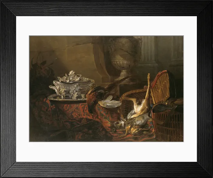 Framed Print : Still Life with Dead Game and a Silver Tureen on a Turkish Carpet, 1738. Creator: Jean-Baptiste Oudry Framed Print : Still Life with Dead Game and a Silver Tureen on a Turkish Carpet, 1738. Creator: Jean-Baptiste Oudry