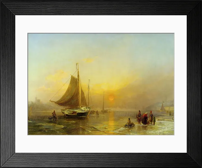 Framed Print : The Stockholm Stream in Wintertime, 1850. Creator: Johan Kristian Berger Framed Print : The Stockholm Stream in Wintertime, 1850. Creator: Johan Kristian Berger