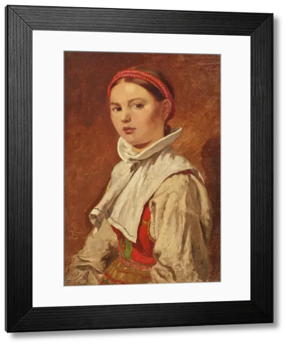 Framed Print : Såsser Kerstin Andersdotter, Dalecarlia, 1858. Creator: Johan Fredrik Hockert Framed Print : Såsser Kerstin Andersdotter, Dalecarlia, 1858. Creator: Johan Fredrik Hockert