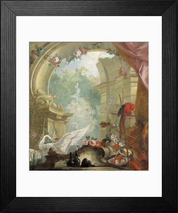 Framed Print : Garden landscape with exotic birds. Creator: Johan Pasch Framed Print : Garden landscape with exotic birds. Creator: Johan Pasch