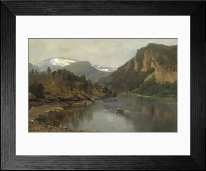 Framed Print : Rowing trip on the fjord, 1870s. Creator: Josefina Holmlund Framed Print : Rowing trip on the fjord, 1870s. Creator: Josefina Holmlund