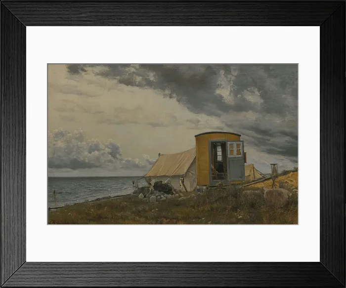 Framed Print : View of a Shore with the Artist's Wagon and Tent at Enö, 1913. Creator: Laurits Andersen Ring Framed Print : View of a Shore with the Artist's Wagon and Tent at Enö, 1913. Creator: Laurits Andersen Ring