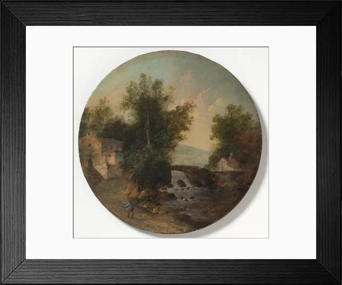 Framed Print : Southern landscape with hikers, 1803. Creator: Louis Belanger Framed Print : Southern landscape with hikers, 1803. Creator: Louis Belanger