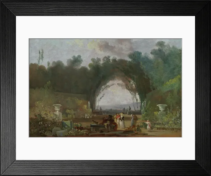 Framed Print : Terrace in the Saint-Cloud park, 1780s. Creator: Louis Gabriel Moreau Framed Print : Terrace in the Saint-Cloud park, 1780s. Creator: Louis Gabriel Moreau