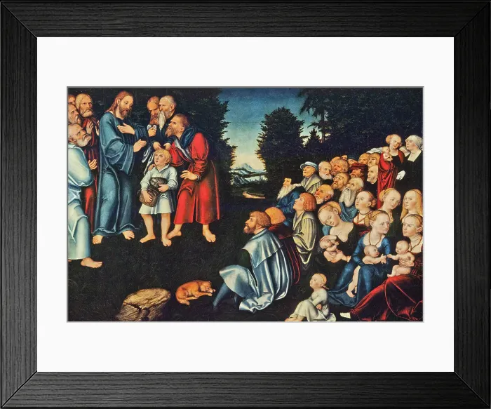 Framed Print : The miracle of the five loaves and two fish. Creator: Lucas Cranach the Elder Framed Print : The miracle of the five loaves and two fish. Creator: Lucas Cranach the Elder