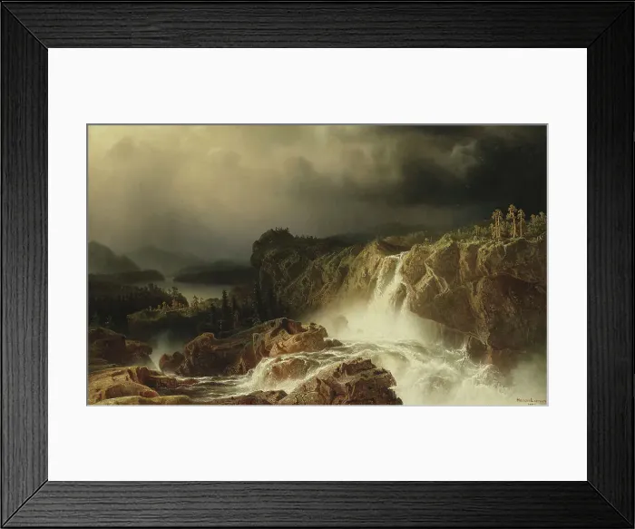 Framed Print : Rocky Landscape with Waterfall, 1859. Creator: Markus Larsson Framed Print : Rocky Landscape with Waterfall, 1859. Creator: Markus Larsson