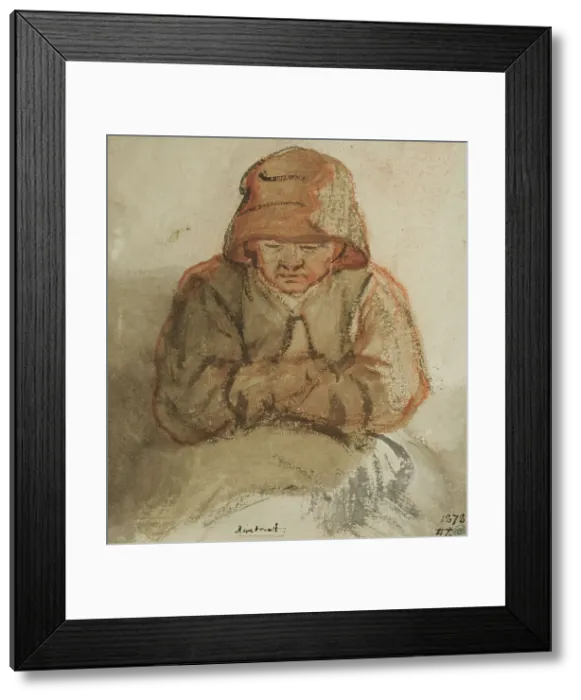 Framed Print : Sitting elderly woman. Creator: Nicolaes Maes Framed Print : Sitting elderly woman. Creator: Nicolaes Maes