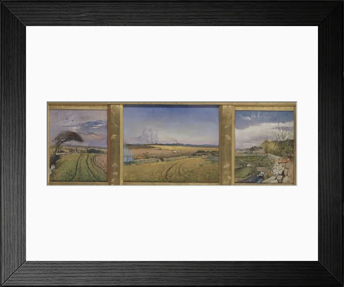 Framed Print : Spring in Halland. Three Paintings in a Frame Sculpted by the Artist, 1894. Creator: Nils Kreuger Framed Print : Spring in Halland. Three Paintings in a Frame Sculpted by the Artist, 1894. Creator: Nils Kreuger