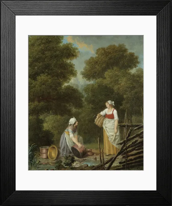Framed Print : Two Maid-Servants at a Brook, mid-18th-early 19th century. Creator: Per Hillestrom