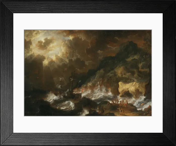 Framed Print : Shipwreck, 1692. Creator: Peter van de Velde Framed Print : Shipwreck, 1692. Creator: Peter van de Velde