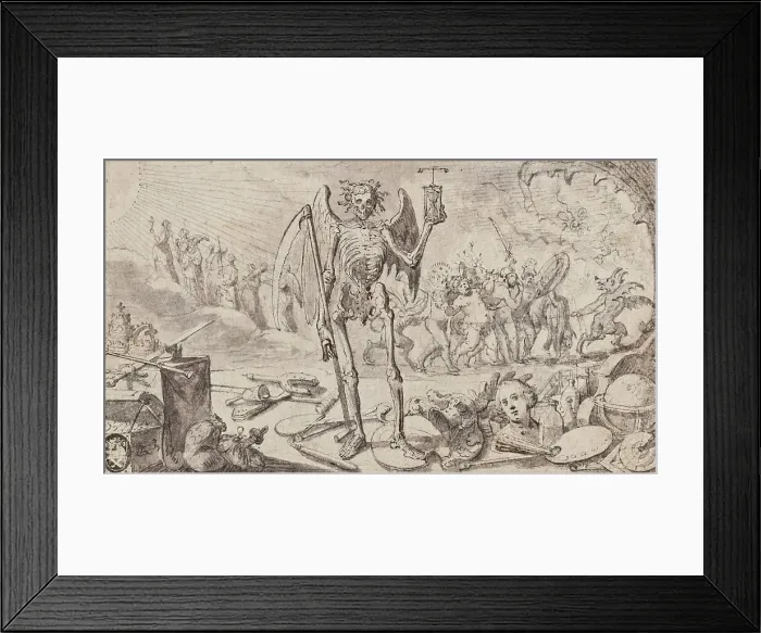 Framed Print : Vanitas with Death and the Last Judgment. Creator: Philip Tideman Framed Print : Vanitas with Death and the Last Judgment. Creator: Philip Tideman