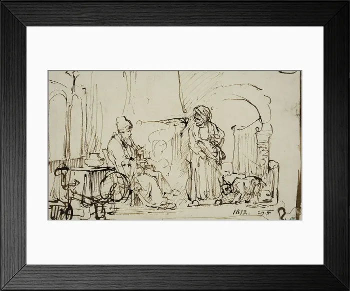 Framed Print : Tobit and Anna with the goat. Creator: Rembrandt Harmensz van Rijn Framed Print : Tobit and Anna with the goat. Creator: Rembrandt Harmensz van Rijn