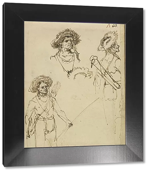 Three studies of an archer. Creator: Rembrandt Harmensz van Rijn