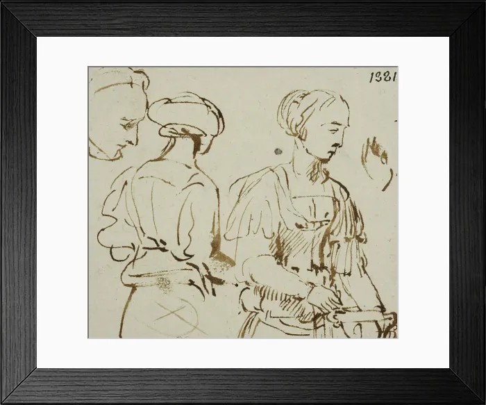 Framed Print : Two studies of one woman. Creator: Rembrandt Harmensz van Rijn Framed Print : Two studies of one woman. Creator: Rembrandt Harmensz van Rijn
