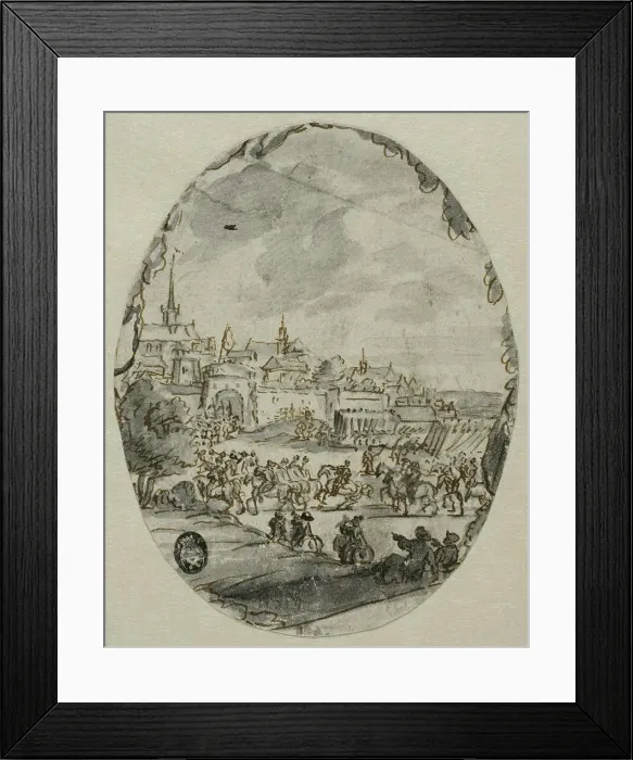 Framed Print : Troops march into a town. Creator: Romeyn de Hooghe Framed Print : Troops march into a town. Creator: Romeyn de Hooghe