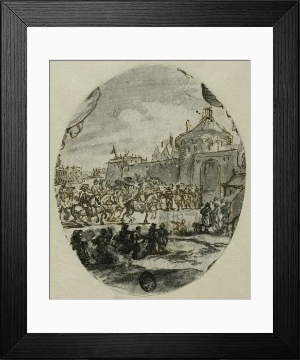 Framed Print : Troops in front of city gate. Creator: Romeyn de Hooghe Framed Print : Troops in front of city gate. Creator: Romeyn de Hooghe