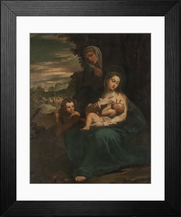 Framed Print : The Virgin and Child with St Elizabeth and the Infant St John. Creator: Scarsellino Framed Print : The Virgin and Child with St Elizabeth and the Infant St John. Creator: Scarsellino