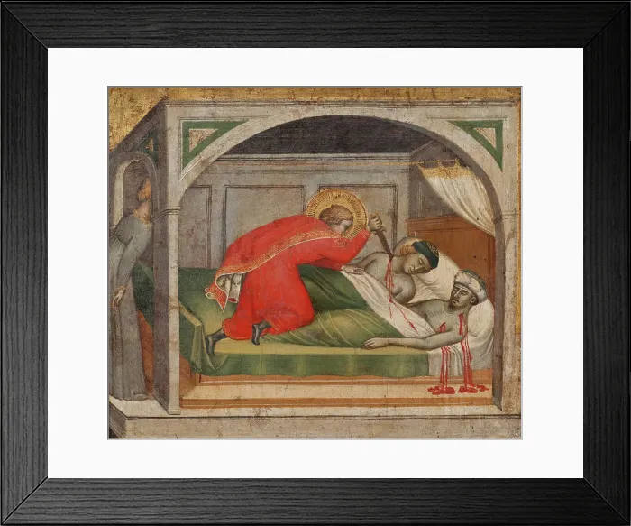 Framed Print : St Julianus Murdering his Parents. Creator: Spinello Aretino Framed Print : St Julianus Murdering his Parents. Creator: Spinello Aretino
