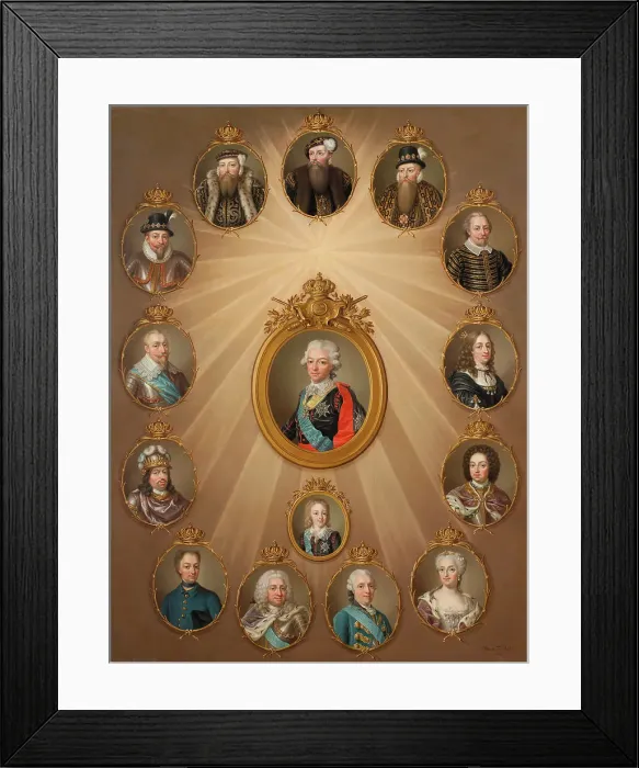 Framed Print : Table of Monarchs from Gustav Vasa to Gustav III, c. 1787 Creator: Ulrika Fredrika Pasch Framed Print : Table of Monarchs from Gustav Vasa to Gustav III, c. 1787 Creator: Ulrika Fredrika Pasch