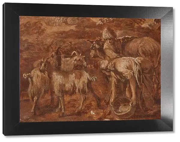 Peasants and Cattle. Study, c17th century. Creator: Unknown