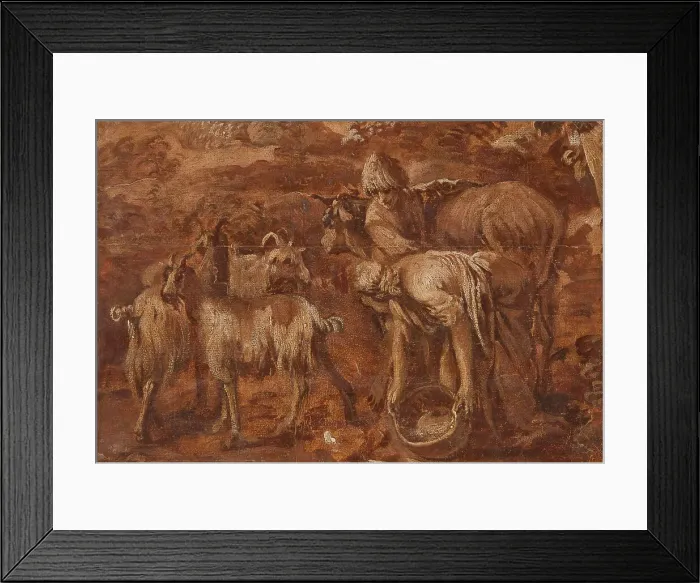 Framed Print : Peasants and Cattle. Study, c17th century. Creator: Unknown Framed Print : Peasants and Cattle. Study, c17th century. Creator: Unknown