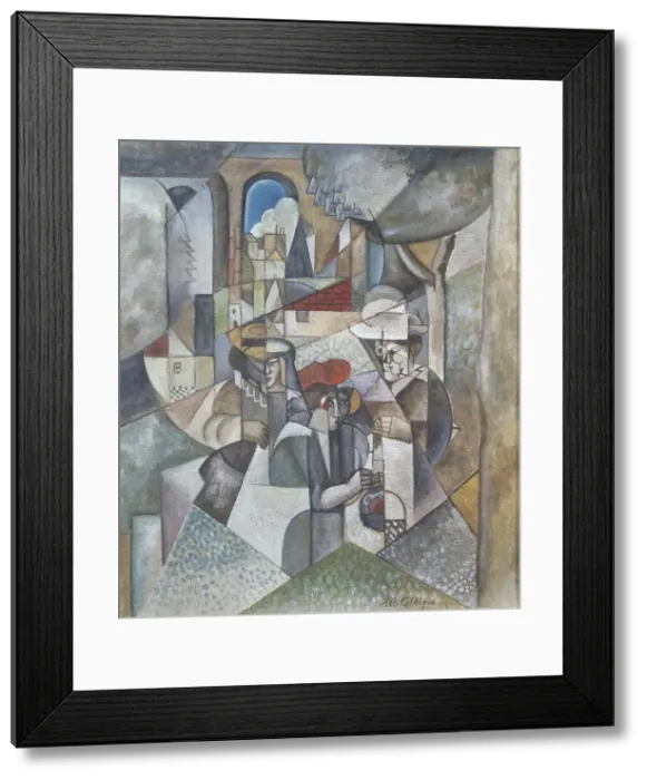 Framed Print : Women Sewing. Creator: Gleizes, Albert (1881-1953) Framed Print : Women Sewing. Creator: Gleizes, Albert (1881-1953)