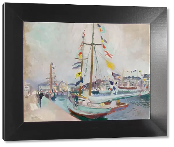 Yacht with Flags at Le Havre. Creator: Dufy, Raoul (1877-1953)