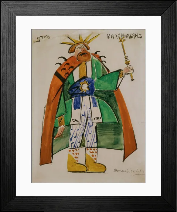 Framed Print : Tsar Maximilian. Costume design for the theatre play Tsar Maximilian by Aleksey Remizov, 1913. Creator: Tatlin, Vladimir Evgraphovich (1885-1953) Framed Print : Tsar Maximilian. Costume design for the theatre play Tsar Maximilian by Aleksey Remizov, 1913. Creator: Tatlin, Vladimir Evgraphovich (1885-1953)