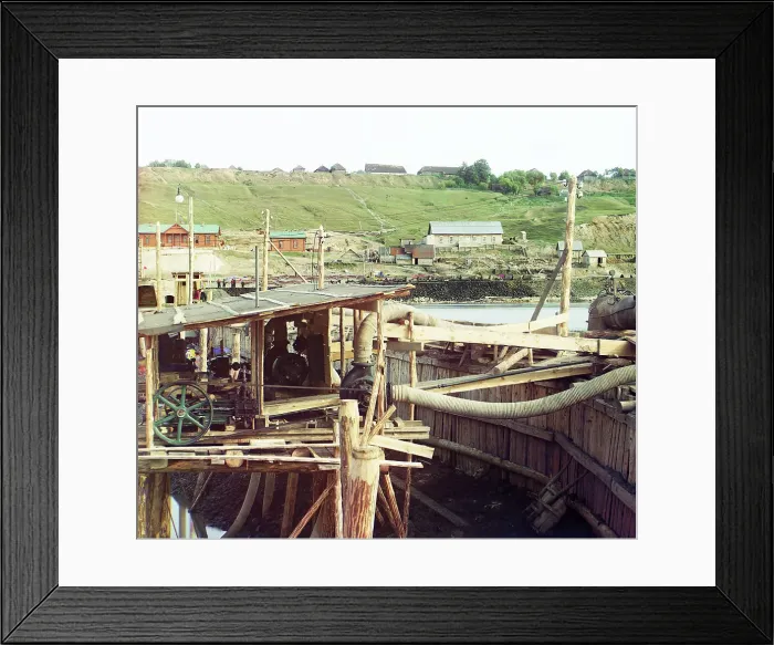 Framed Print : Water pumps, Kuzminskoe, 1912. Creator: Sergey Mikhaylovich Prokudin-Gorsky Framed Print : Water pumps, Kuzminskoe, 1912. Creator: Sergey Mikhaylovich Prokudin-Gorsky