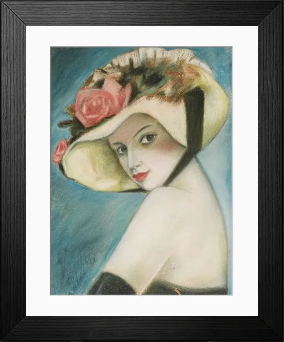 Framed Print : Lady in Hat, 1916. Creator: Della-Vos-Kardovskaya, Olga Ludvigovna (1875-1952) Framed Print : Lady in Hat, 1916. Creator: Della-Vos-Kardovskaya, Olga Ludvigovna (1875-1952)