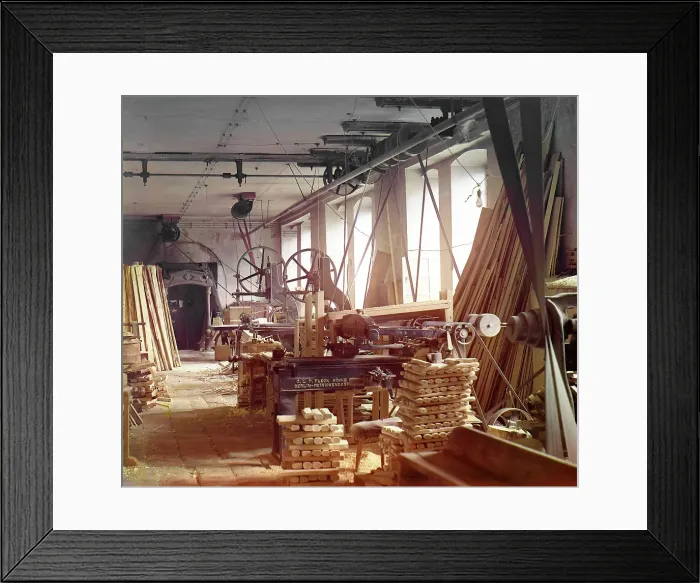 Framed Print : Joining shop for the production of scabbards at the Zlatoust plant, 1910. Creator: Sergey Mikhaylovich Prokudin-Gorsky Framed Print : Joining shop for the production of scabbards at the Zlatoust plant, 1910. Creator: Sergey Mikhaylovich Prokudin-Gorsky