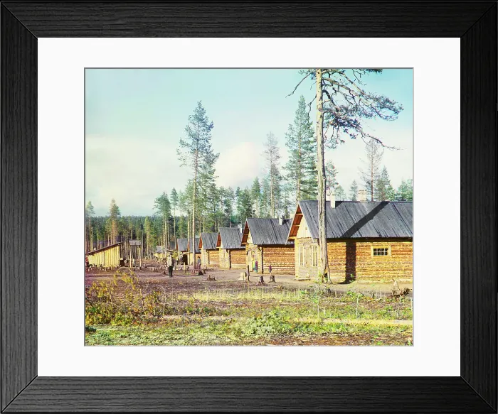 Framed Print : Barracks for prisoners of war along the Murmansk railway, 1915. Creator: Sergey Mikhaylovich Prokudin-Gorsky Framed Print : Barracks for prisoners of war along the Murmansk railway, 1915. Creator: Sergey Mikhaylovich Prokudin-Gorsky