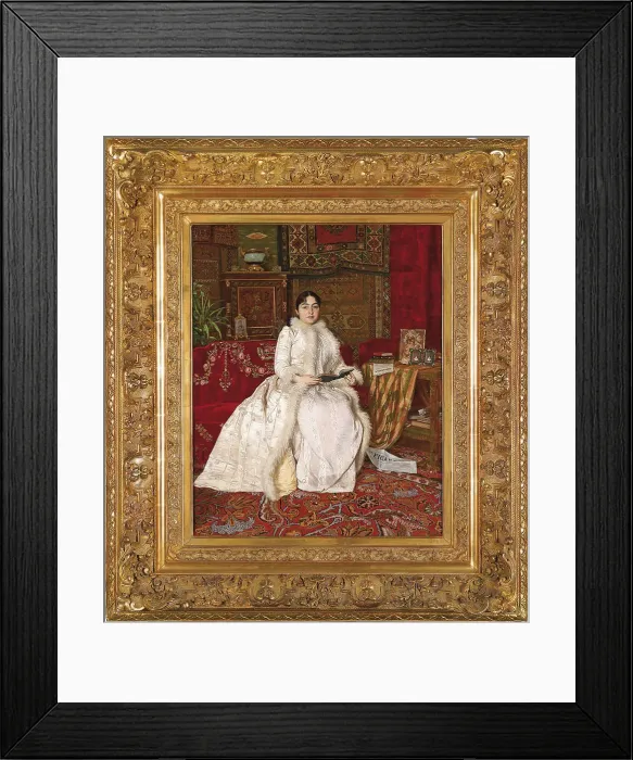 Framed Print : Portrait of Queen Natalie of Serbia in an Elegant Interior, 1890. Artist: Predic, Uros (1857-1953) Framed Print : Portrait of Queen Natalie of Serbia in an Elegant Interior, 1890. Artist: Predic, Uros (1857-1953)