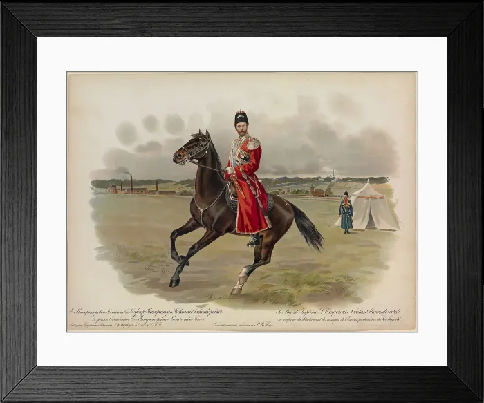 Framed Print : Equestrian Portrait of Nicholas II of Russia, 1896. Artist: Bakmanson, Hugo Karlovich (1860-1953) Framed Print : Equestrian Portrait of Nicholas II of Russia, 1896. Artist: Bakmanson, Hugo Karlovich (1860-1953)