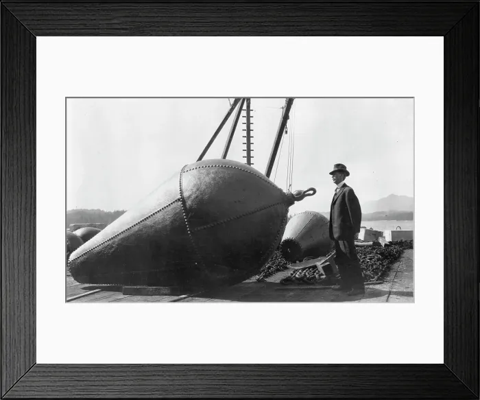 Framed Print : Frank G. Carpenter on lighthouse wharf, Ketchikan, 1915. Creator: Unknown Framed Print : Frank G. Carpenter on lighthouse wharf, Ketchikan, 1915. Creator: Unknown