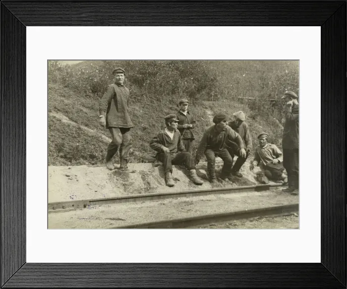 Framed Print : Obluchye station - Local residents near the expedition carriage, 1929. Creator: Unknown Framed Print : Obluchye station - Local residents near the expedition carriage, 1929. Creator: Unknown