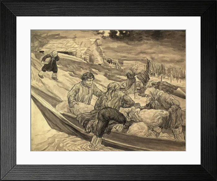 Framed Print : Ostyatsky village on the Vakh River - Unloading the boat, 1928. Creator: Dmitrii Innokent'evich Karatanov Framed Print : Ostyatsky village on the Vakh River - Unloading the boat, 1928. Creator: Dmitrii Innokent'evich Karatanov