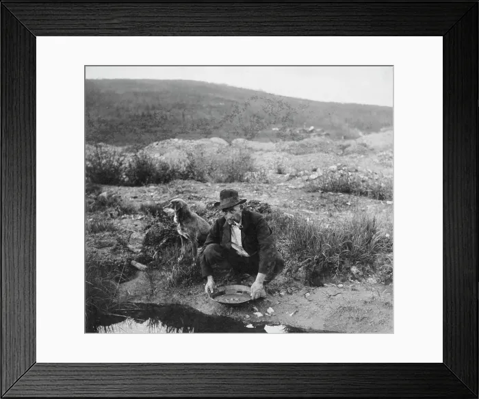 Framed Print : Miner panning gold, 1916. Creator: Unknown Framed Print : Miner panning gold, 1916. Creator: Unknown