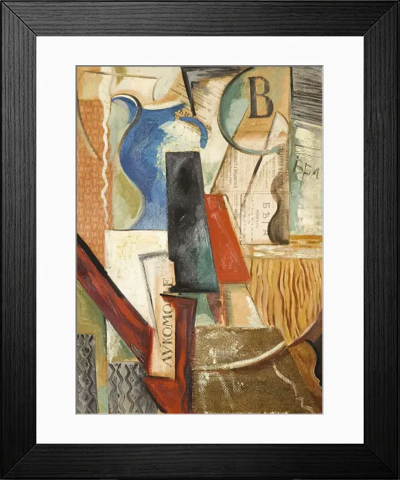 Framed Print : Collage with Blue pot. Creator: Pestel, Vera Yefremovna (1887-1952) Framed Print : Collage with Blue pot. Creator: Pestel, Vera Yefremovna (1887-1952)