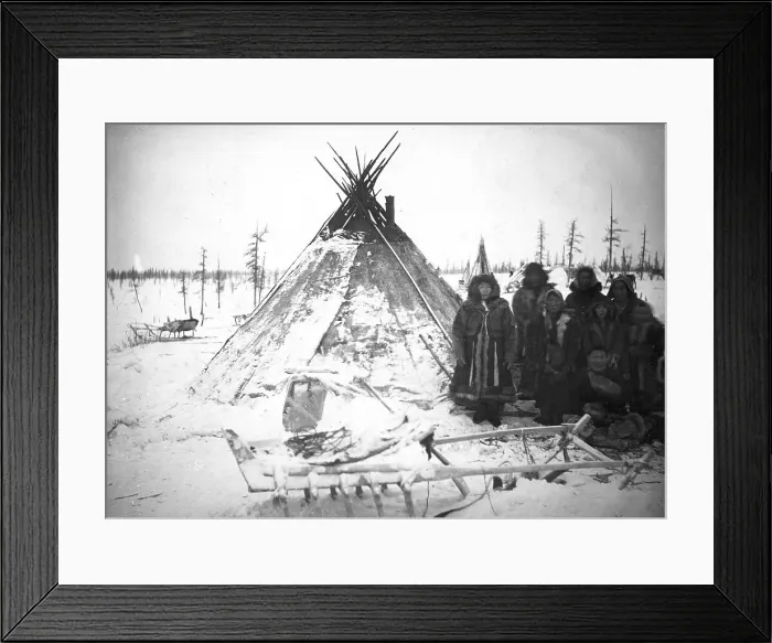 Framed Print : A group of Dolgans of the Yenisei province at the tent, 1925. Creator: Unknown Framed Print : A group of Dolgans of the Yenisei province at the tent, 1925. Creator: Unknown