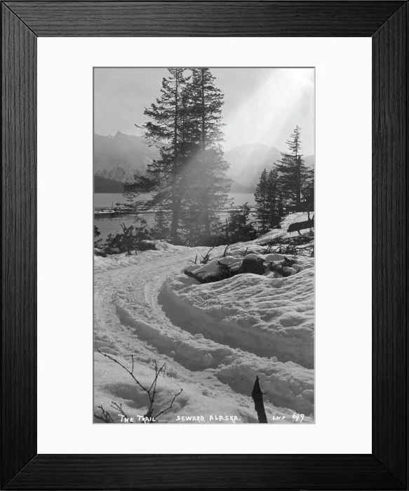 Framed Print : Snow covered trail, 1916. Creator: Unknown Framed Print : Snow covered trail, 1916. Creator: Unknown