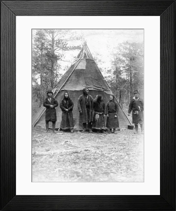 Framed Print : Kets (against the background of the dwelling), the Elogub River, 1929. Creator: AK Lvov Framed Print : Kets (against the background of the dwelling), the Elogub River, 1929. Creator: AK Lvov