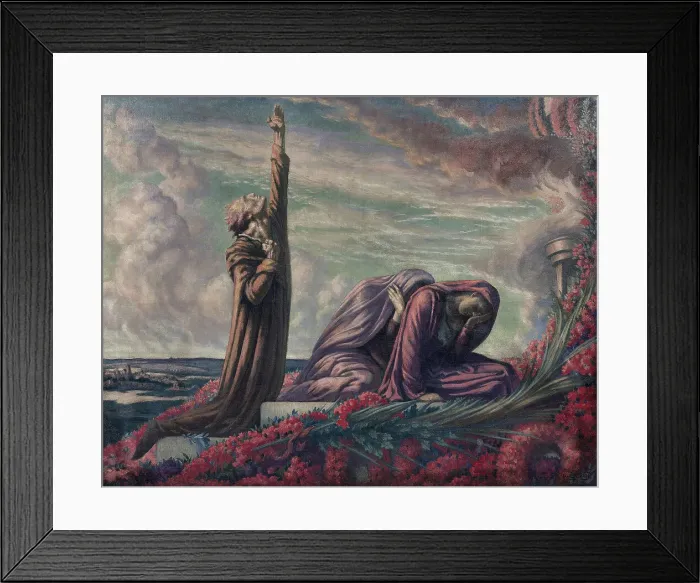 Framed Print : On the grave of the martyrs, 1941-1942. Creator: Delville, Jean (1867-1953)
