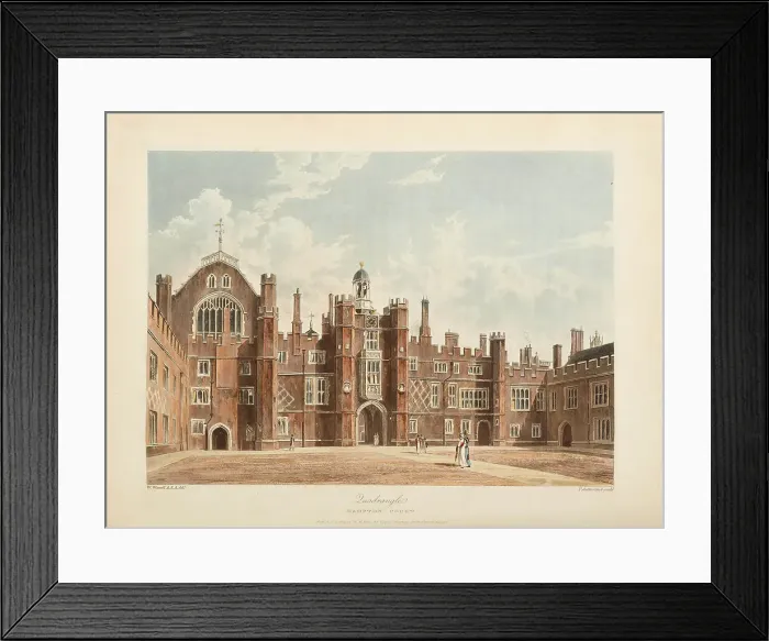 Framed Print : The Quadrangle, Hampton Court Palace, 1819. Creator: Westall, William (1781-1850) Framed Print : The Quadrangle, Hampton Court Palace, 1819. Creator: Westall, William (1781-1850)