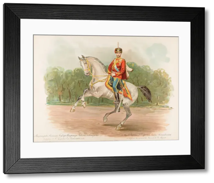 Framed Print : Equestrian Portrait of Nicholas II of Russia, 1896 Creator: Bakmanson, Hugo Karlovich (1860-1953) Framed Print : Equestrian Portrait of Nicholas II of Russia, 1896 Creator: Bakmanson, Hugo Karlovich (1860-1953)